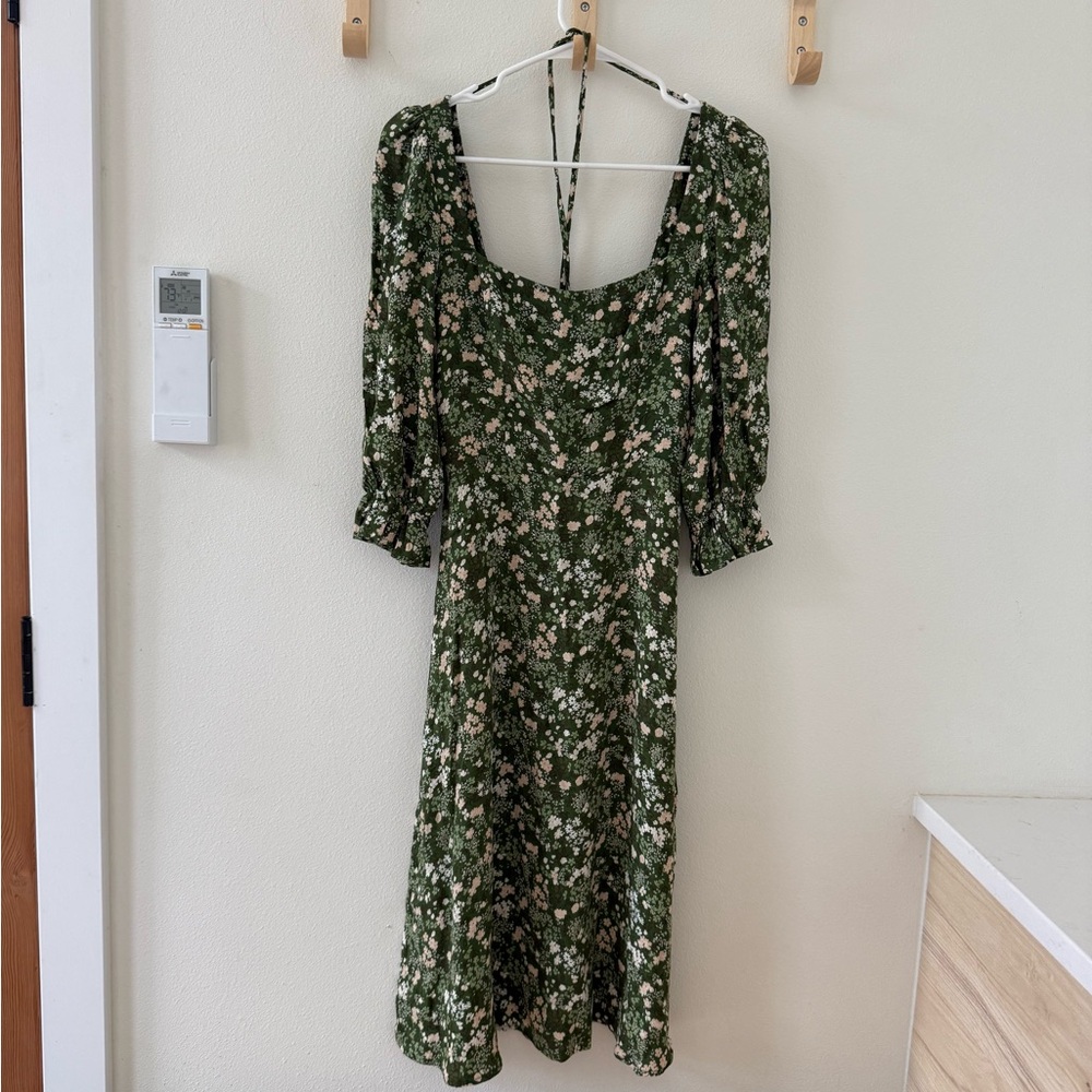 Reformation Floral Green Dress